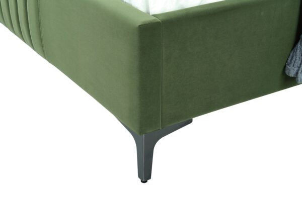 Manhattan Comfort Promenade Mid-Century Modern Velvet Upholstered Twin-Size Bed in Moss Green