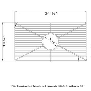 Nantucket Sinks BG-HC30 24-1/2 x 13-1/4 Inch Stainless Steel Bottom Grid