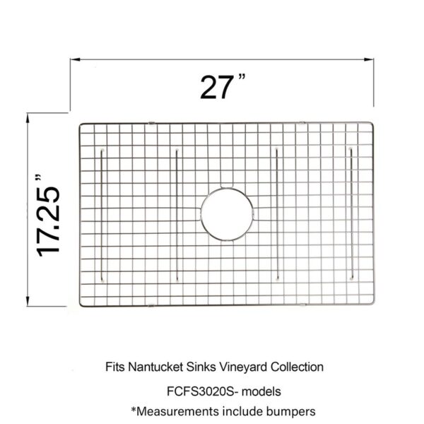 Nantucket Sinks BG-VC30S Premium Kitchen Stainless Steel Bottom Grid