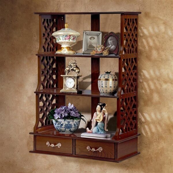 Design Toscano BN2332 23 1/2 Inch Chinese Chippendale Triple Shelf Curio