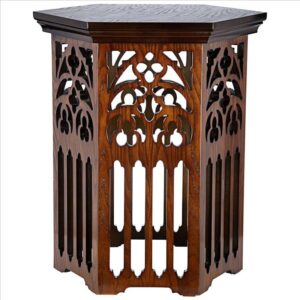 Design Toscano BN6371 St. Thomas Aquinas 21 Inch Gothic Tracery Wooden Side Table