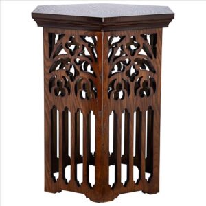 Design Toscano BN6371 St. Thomas Aquinas 21 Inch Gothic Tracery Wooden Side Table