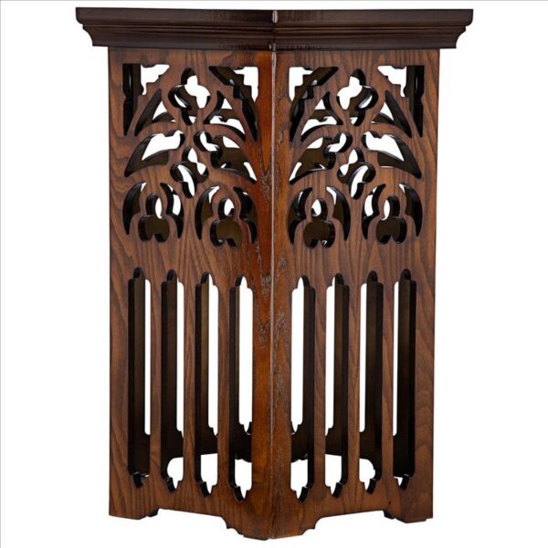 Design Toscano BN6371 St. Thomas Aquinas 21 Inch Gothic Tracery Wooden Side Table