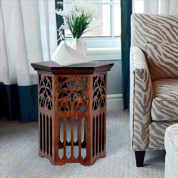 Design Toscano BN6371 St. Thomas Aquinas 21 Inch Gothic Tracery Wooden Side Table