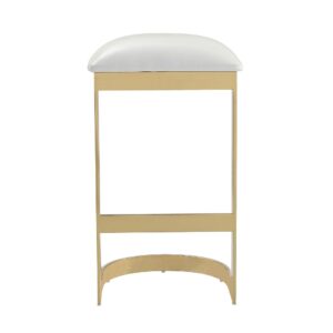 Manhattan Comfort Aura 28.54 in. White and Polished Brass Stainless Steel Bar Stool