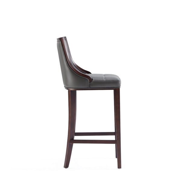 Manhattan Comfort Fifth Avenue Faux Leather Barstool in Pebble Grey