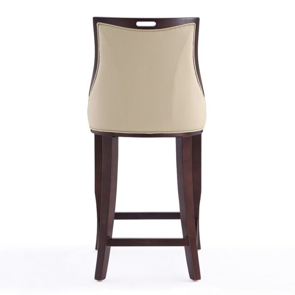 Manhattan Comfort Emperor 41 in. Cream and Walnut Beech Wood Bar Stool