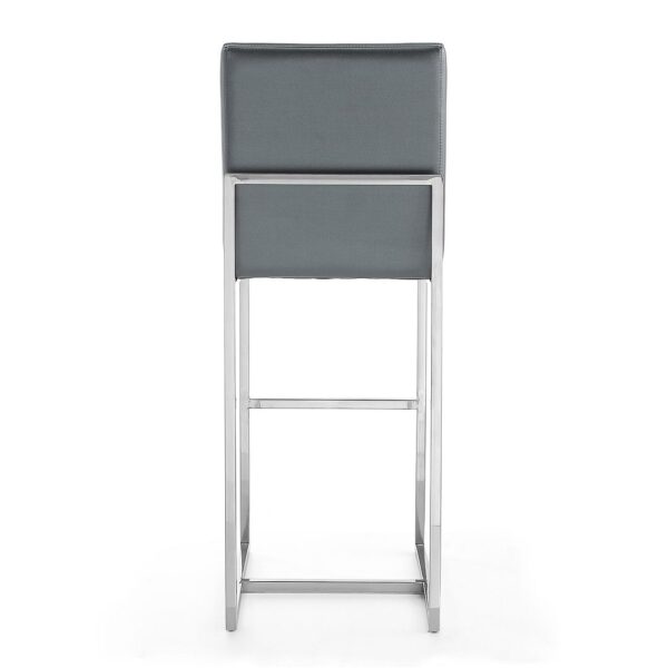 Manhattan Comfort Element 42.13 in. Graphite and Polished Chrome Stainless Steel Bar Stool