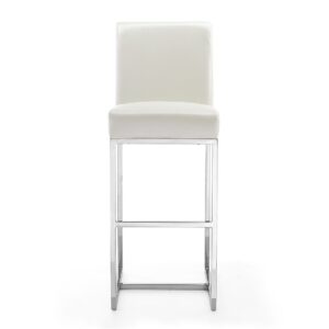 Manhattan Comfort Element 42.13 in. Pearl White and Polished Chrome Stainless Steel Bar Stool