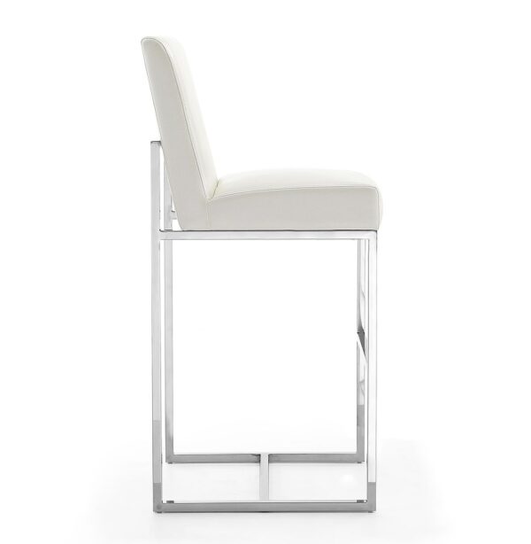 Manhattan Comfort Element 42.13 in. Pearl White and Polished Chrome Stainless Steel Bar Stool