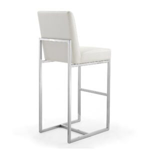 Manhattan Comfort Element 42.13 in. Pearl White and Polished Chrome Stainless Steel Bar Stool