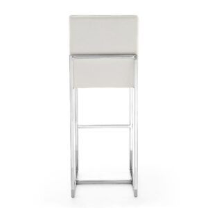 Manhattan Comfort Element 42.13 in. Pearl White and Polished Chrome Stainless Steel Bar Stool