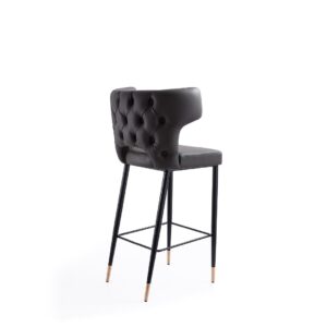 Manhattan Comfort Holguin 41.34 in. Grey, Black and Gold Wooden Barstool