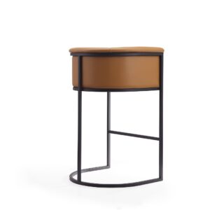 Manhattan Comfort Cosmopolitan 37.8 in. Camel and Black Metal Barstool