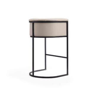 Manhattan Comfort Cosmopolitan 37.8 in. Cream and Black Metal Barstool