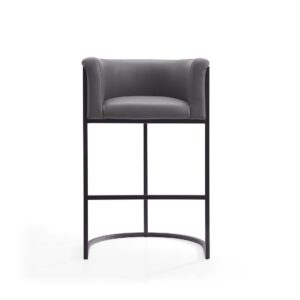 Manhattan Comfort Cosmopolitan 37.8 in. Grey and Black Metal Barstool