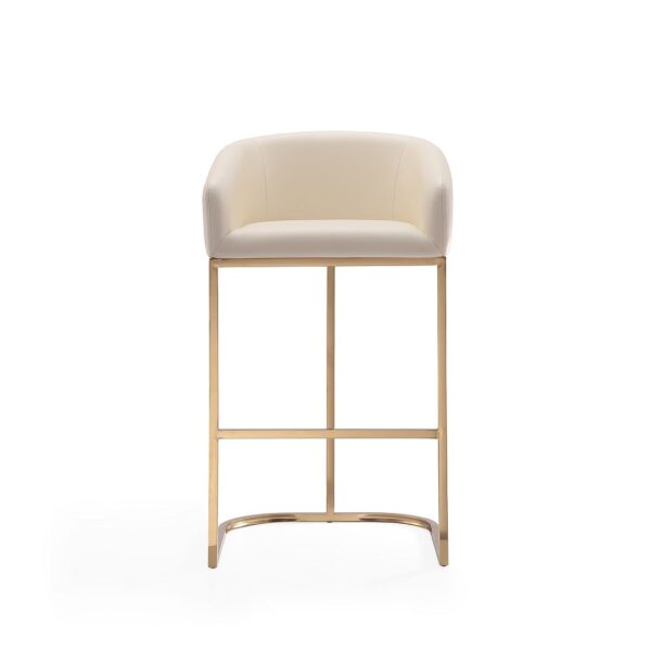 Manhattan Comfort Louvre 40 in. Cream and Titanium Gold Stainless Steel Barstool