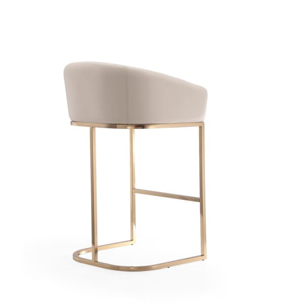 Manhattan Comfort Louvre 40 in. Cream and Titanium Gold Stainless Steel Barstool