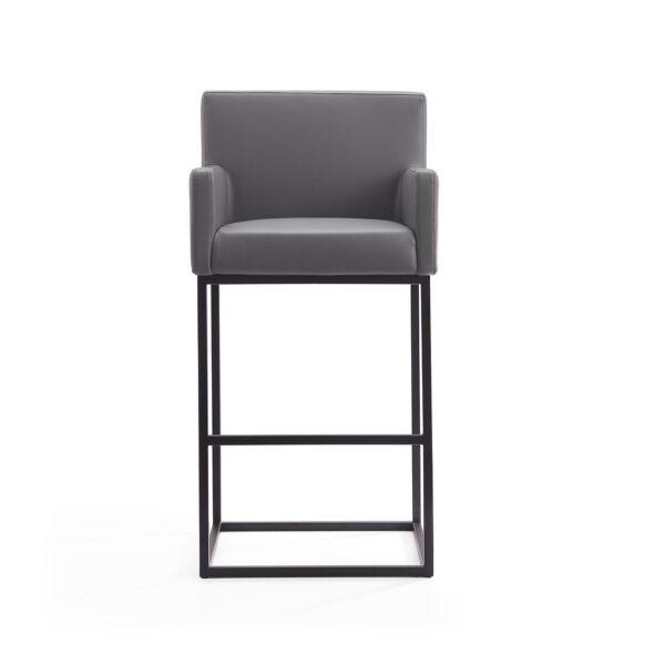 Manhattan Comfort Ambassador 42 in. Grey and Black Metal Barstool