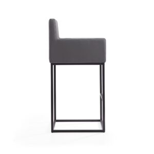 Manhattan Comfort Ambassador 42 in. Grey and Black Metal Barstool