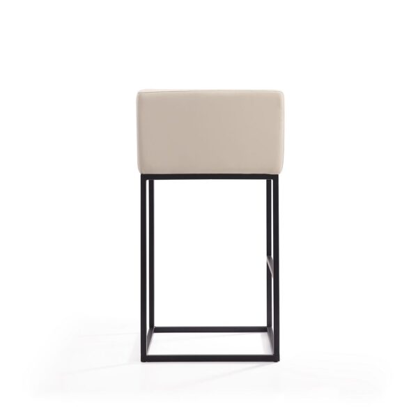 Manhattan Comfort Embassy 38 in. Cream and Black Metal Barstool