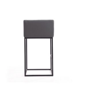 Manhattan Comfort Embassy 38 in. Grey and Black Metal Barstool