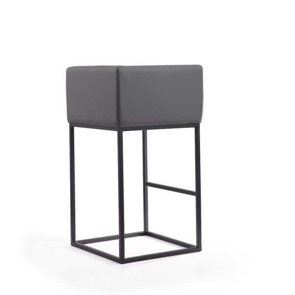 Manhattan Comfort Embassy 38 in. Grey and Black Metal Barstool