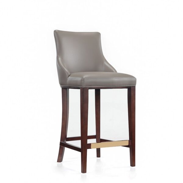 Manhattan Comfort Modern Shubert Barstool Upholstered in Dark Taupe Leatherette with Beech Wood Legs