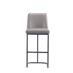 Manhattan Comfort Serena Modern Leatherette Upholstered Barstool in Grey