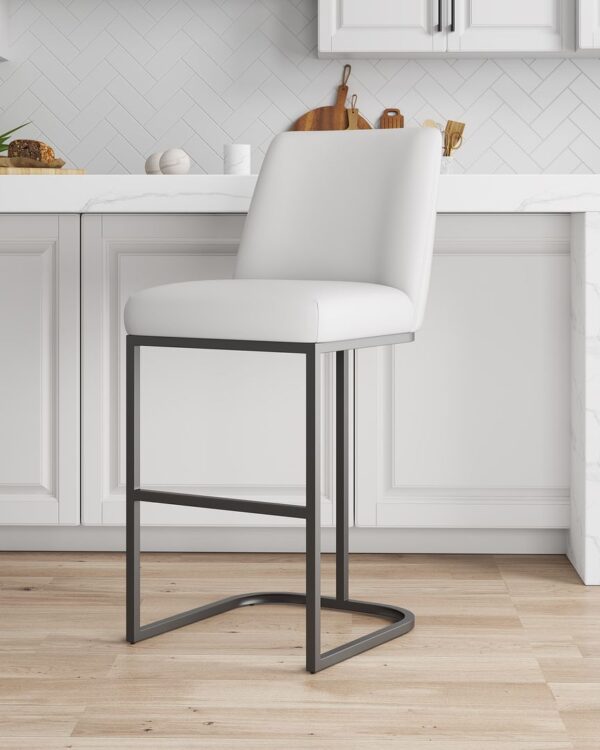 Manhattan Comfort Serena Modern Leatherette Upholstered Barstool in White