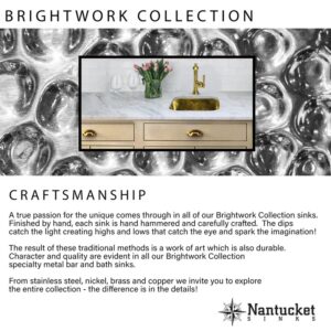 Nantucket Sinks ROB-OF 13 Inch Hand Hammered Brass Round Undermount Bathroom Sink With Overflow