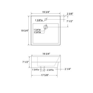 Blossom C04 2020 20 3/8 Inch Ceramic Top-Mount Square Bathroom Sink