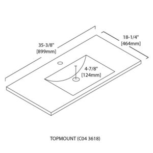 Blossom C04 3618 35 7/8 Inch Ceramic Top-Mount Rectangular Bathroom Sink