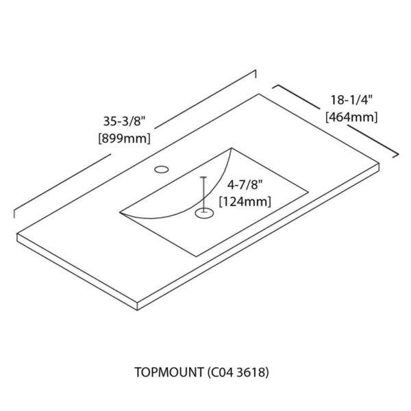 Blossom C04 3618 35 7/8 Inch Ceramic Top-Mount Rectangular Bathroom Sink