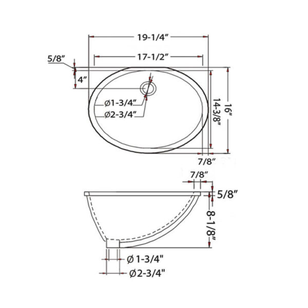 Blossom C09 1916 19 1/8 Inch Undermount Bathroom Sink