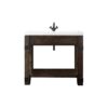 James Martin C205V39.5RSAWG Brooklyn 39.5 Inch Wooden Sink Console in Rustic Ash with White Glossy Composite Countertop