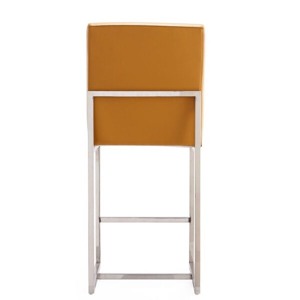 Manhattan Comfort Element 37.2 in. Camel and Polished Chrome Stainless Steel Counter Height Bar Stool