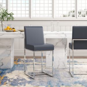 Manhattan Comfort Element 37.2 in. Graphite and Polished Chrome Stainless Steel Counter Height Bar Stool