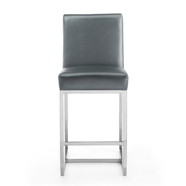 Manhattan Comfort Element 37.2 in. Graphite and Polished Chrome Stainless Steel Counter Height Bar Stool