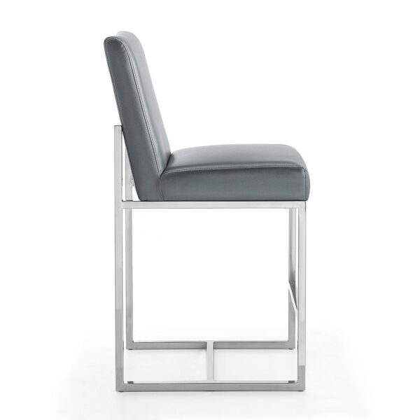 Manhattan Comfort Element 37.2 in. Graphite and Polished Chrome Stainless Steel Counter Height Bar Stool