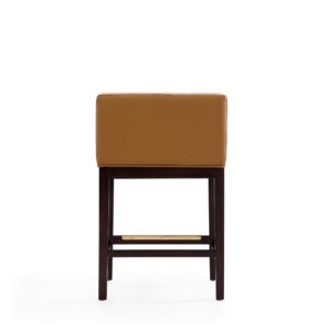 Manhattan Comfort Kingsley 34 in. Camel and Dark Walnut Beech Wood Counter Height Bar Stool