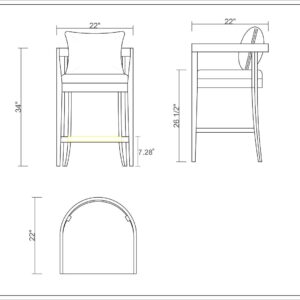 Manhattan Comfort Ritz 34 in. Ivory and Dark Walnut Beech Wood Counter Height Bar Stool