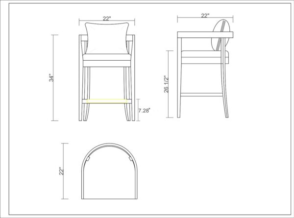 Manhattan Comfort Ritz 34 in. Ivory and Dark Walnut Beech Wood Counter Height Bar Stool