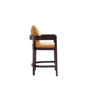 Manhattan Comfort Ritz 34 in. Camel and Dark Walnut Beech Wood Counter Height Bar Stool