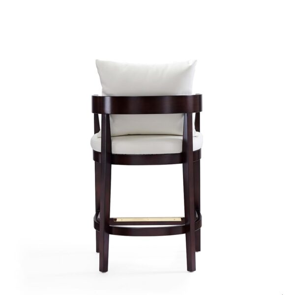 Manhattan Comfort Ritz 34 in. Ivory and Dark Walnut Beech Wood Counter Height Bar Stool