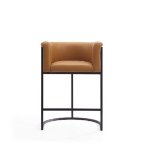 Manhattan Comfort Cosmopolitan 33.8 in. Camel and Black Metal Counter Height Bar Stool