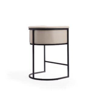 Manhattan Comfort Cosmopolitan 33.8 in. Cream and Black Metal Counter Height Bar Stool