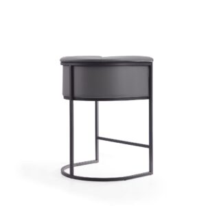 Manhattan Comfort Cosmopolitan 33.8 in. Grey and Black Metal Counter Height Bar Stool