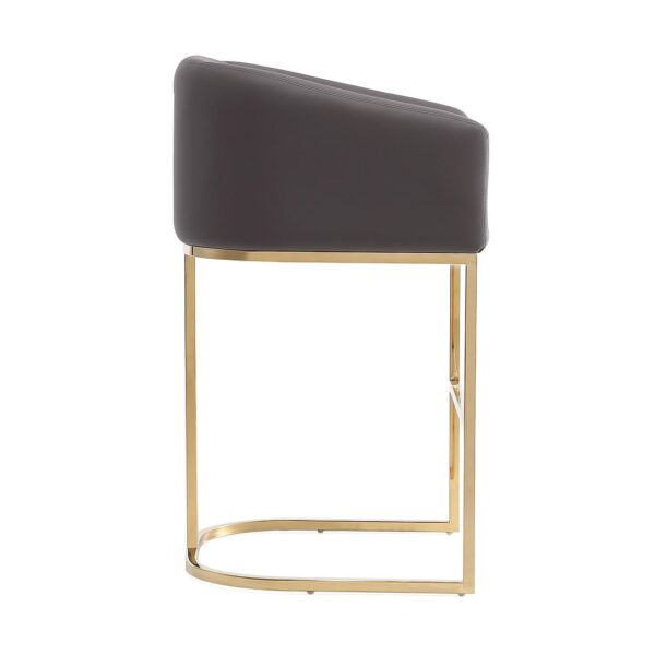 Manhattan Comfort Louvre 36 in. Grey and Titanium Gold Stainless Steel Counter Height Bar Stool