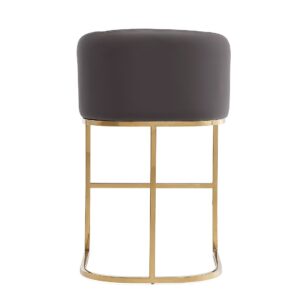 Manhattan Comfort Louvre 36 in. Grey and Titanium Gold Stainless Steel Counter Height Bar Stool